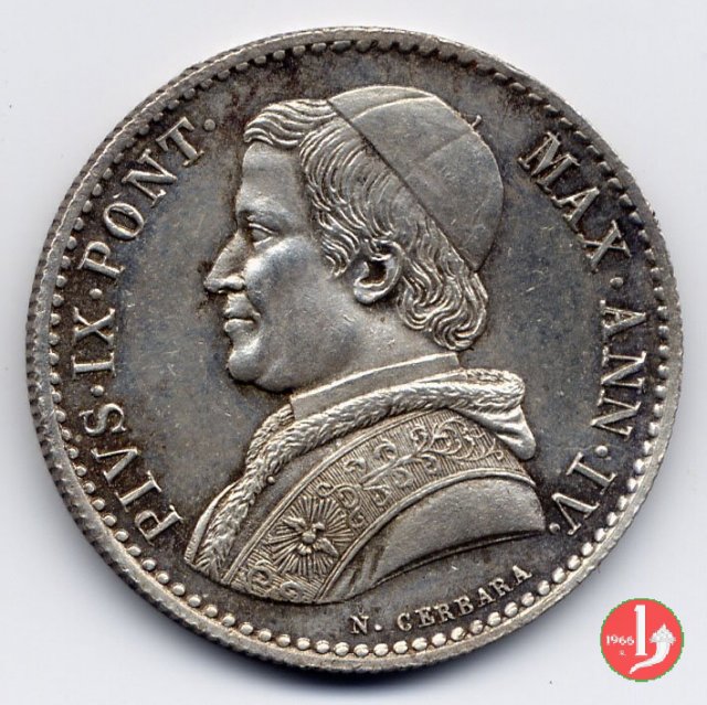 20 baiocchi (Doppio Giulio del 1° tipo) 1850 (Roma)