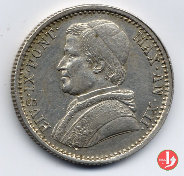 20 baiocchi (Doppio Giulio del 1° tipo) 1858 (Bologna)