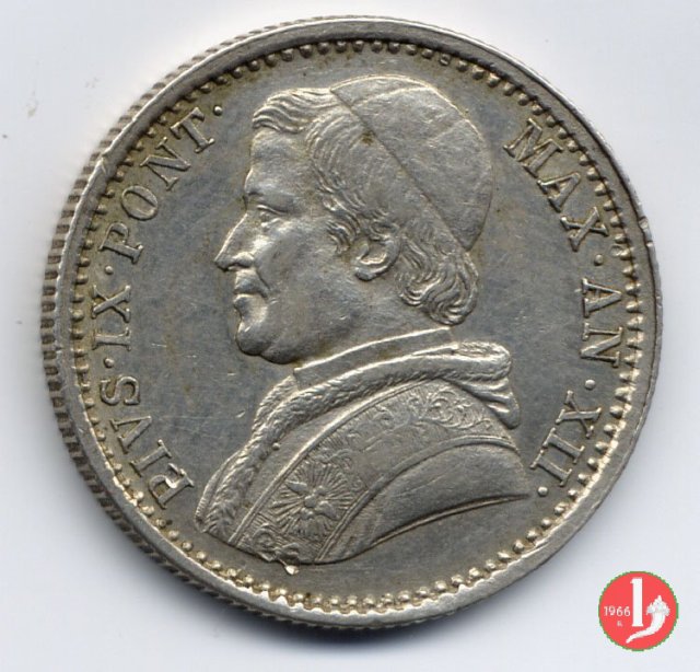 20 baiocchi (Doppio Giulio del 1° tipo) 1858 (Bologna)