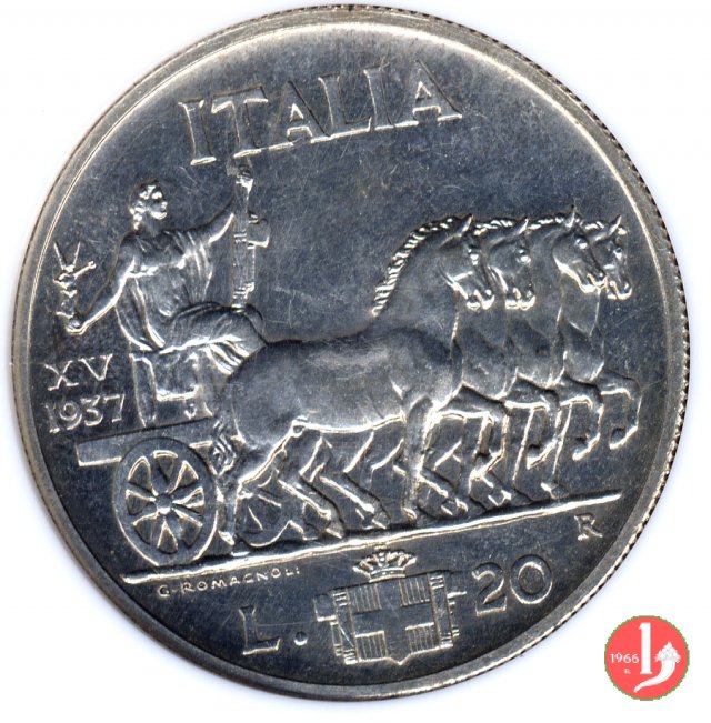 20 lire quadriga lenta 1937 (Roma)