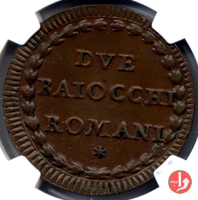2 baiocchi del 1° tipo (A. XI - A. XXI) 1791-1792 (Roma)