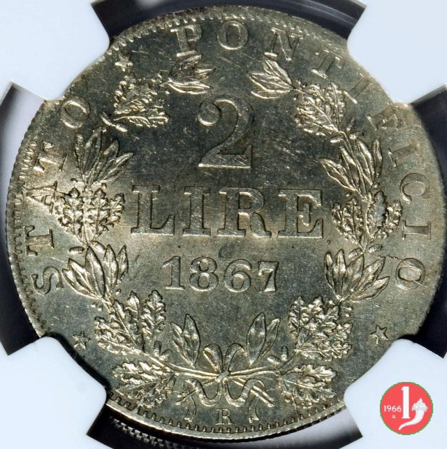 2 lire 1867 (Roma)