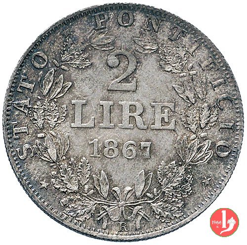 2 lire 1867 (Roma)