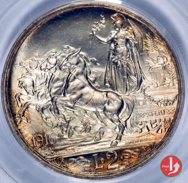 2 lire quadriga briosa 1916 (Roma)