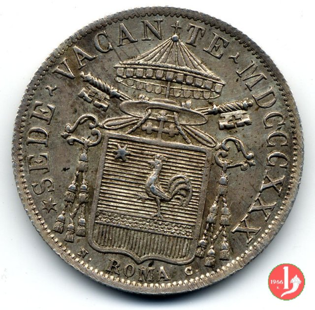 30 Baiocchi (Testone) 1830 (Roma) 30 Baiocchi (Testone) 1830 (Roma)