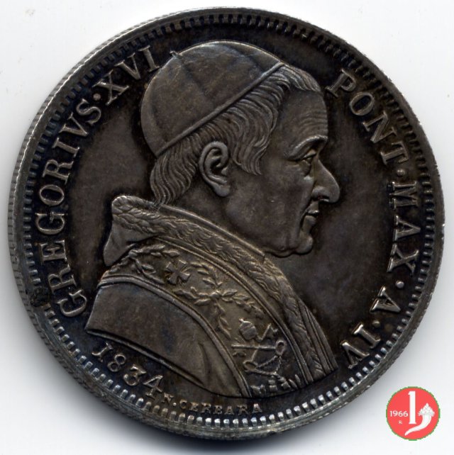 50 Baiocchi (Mezzo Scudo Romano) 1834 (Roma)