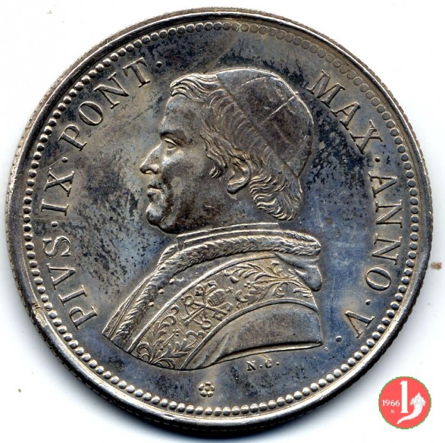 50 baiocchi (1/2 Scudo) 1850 (Roma)