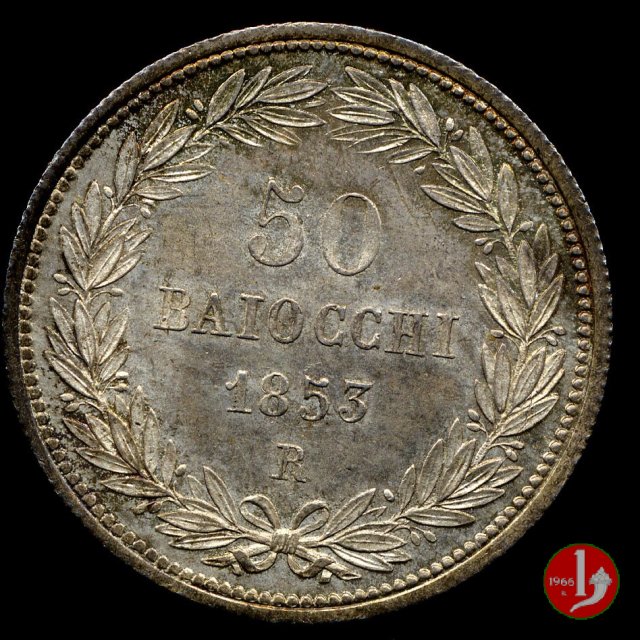 50 baiocchi (1/2 Scudo) 1853 (Roma)