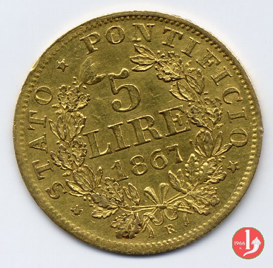 5 lire 1867 (Roma)