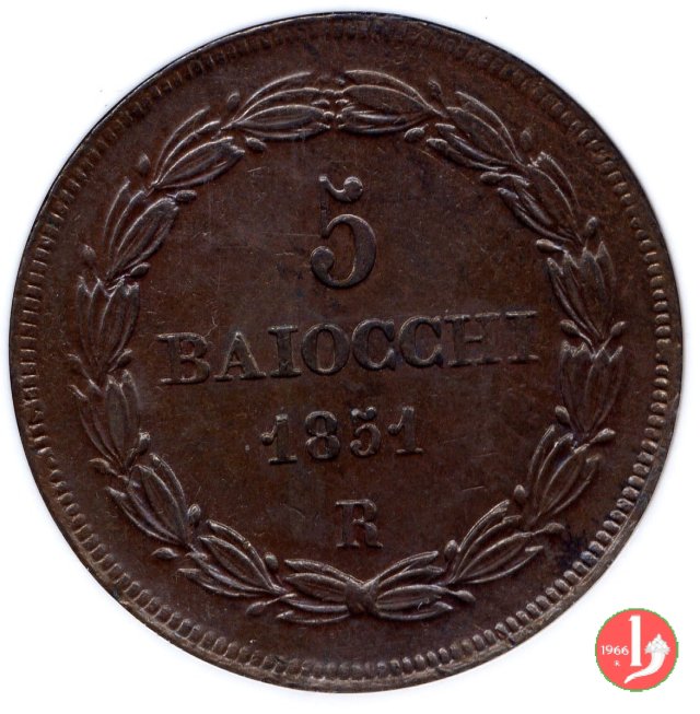 5 baiocchi 2° tipo 1851 (Roma)