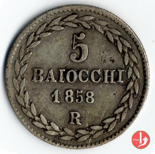 5 baiocchi (Grosso) 1858 (Roma)