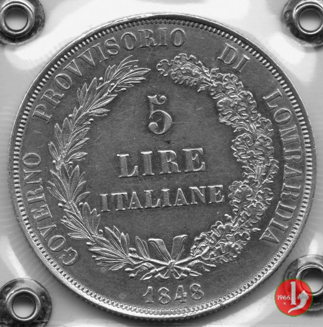 5 lire italiane 1848 (Milano)