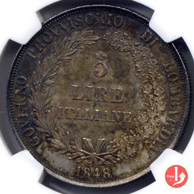 5 lire italiane 1848 (Milano)