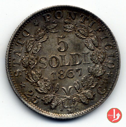 5 soldi o 25 centesimi 1867 (Roma)