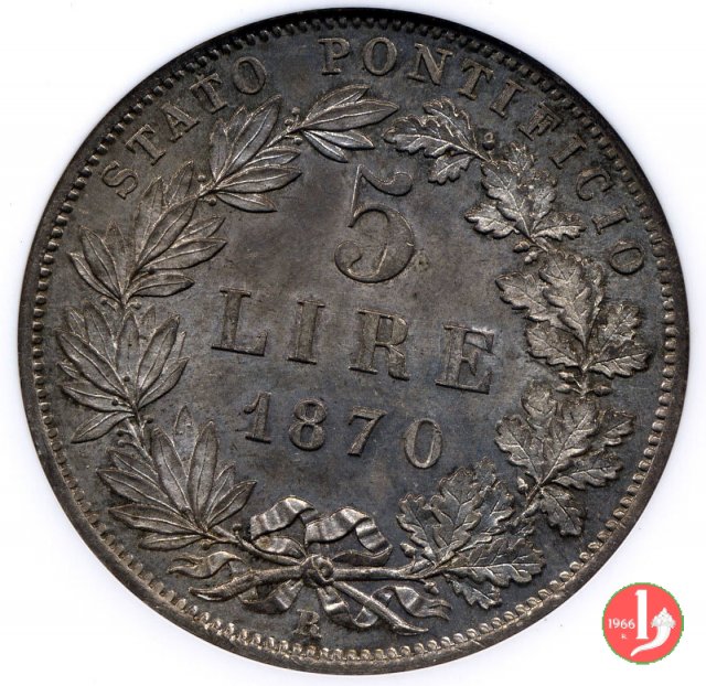 Scudo da 5 lire 1870 (Roma)