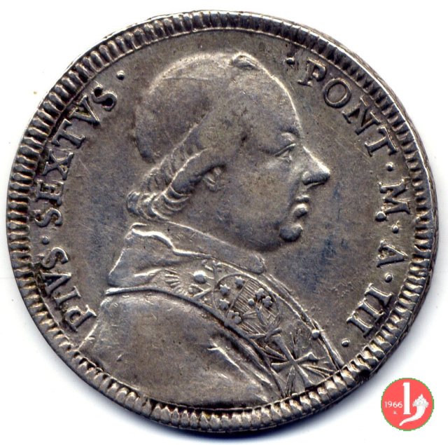 mezzo scudo romano del II tipo (busto) 1777 (Roma)