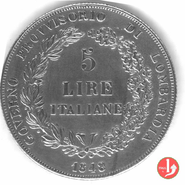 5 lire italiane 1848