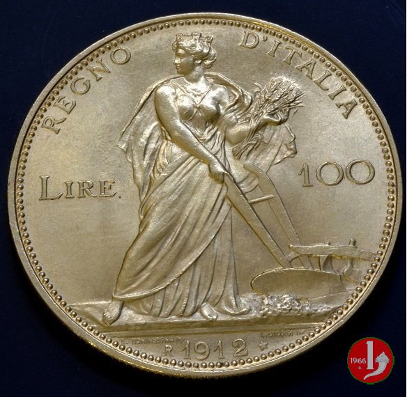 100 lire d'oro aratrice 1912 (Roma)