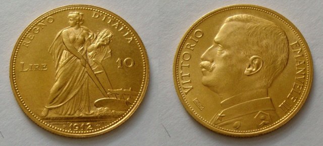 10 lire d'oro aratrice 1912 (Roma)