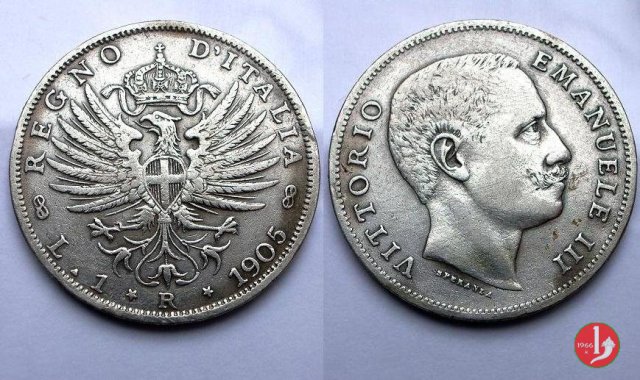 1 lira aquila sabauda 1905 (Roma)