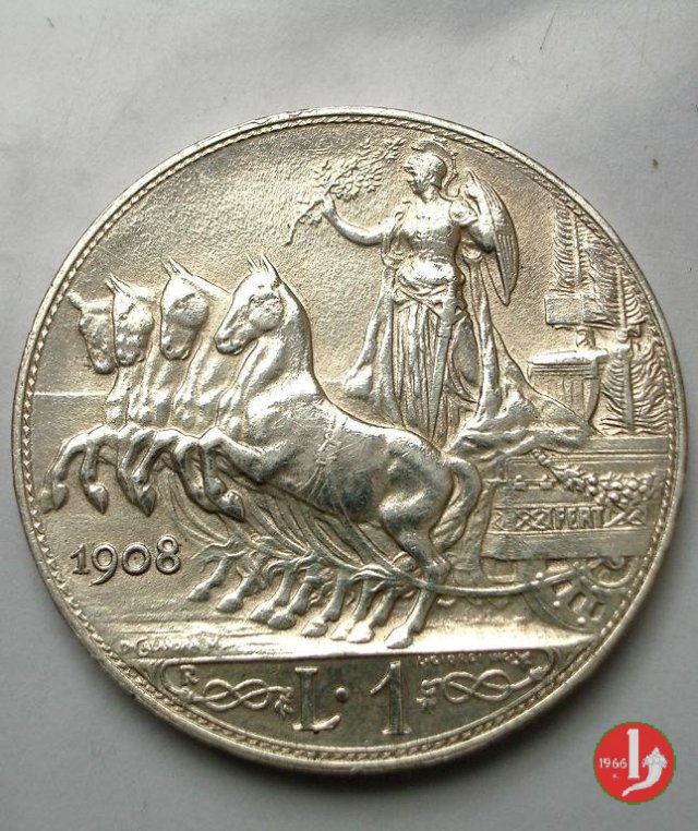 1 lira quadriga veloce 1908 (Roma)