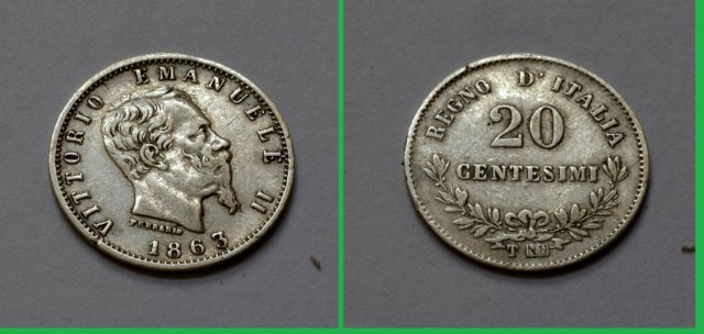 20 centesimi valore 1863 (Torino)