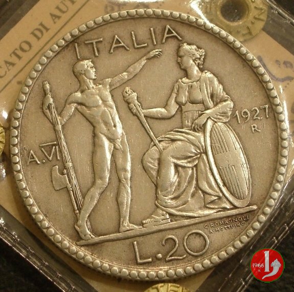 20 lire littore 1927 (Roma)