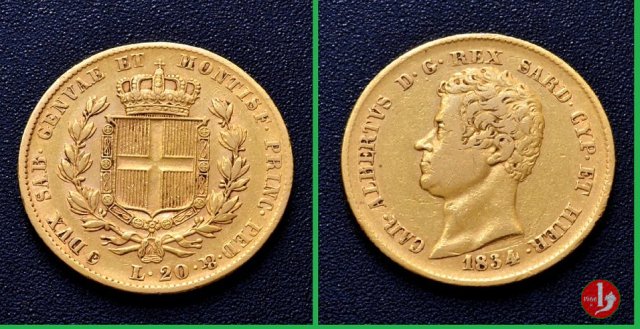 20 lire o Marengo 1834