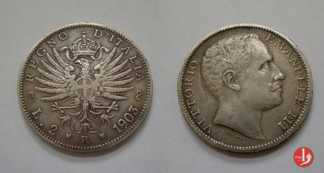 2 lire aquila sabauda 1903 (Roma)