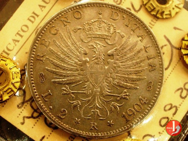 2 lire aquila sabauda 1904 (Roma)