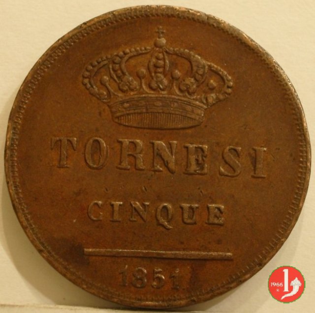 5 Tornesi 1851 (Napoli)