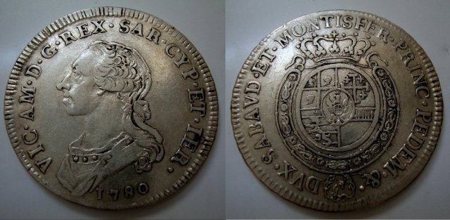 Mezzo scudo da 3 lire 1780 (Torino)