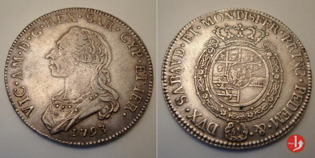 Mezzo scudo da 3 lire 1793 (Torino)