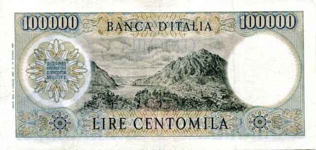 100.000 lire Alessandro Manzoni 1967