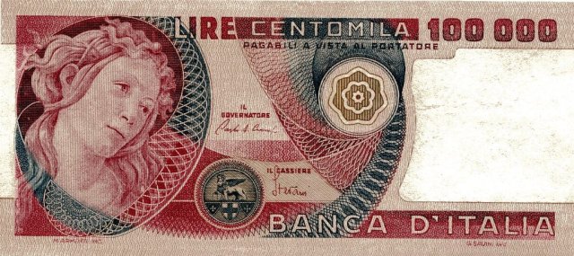 100.000 lire Botticelli 1980