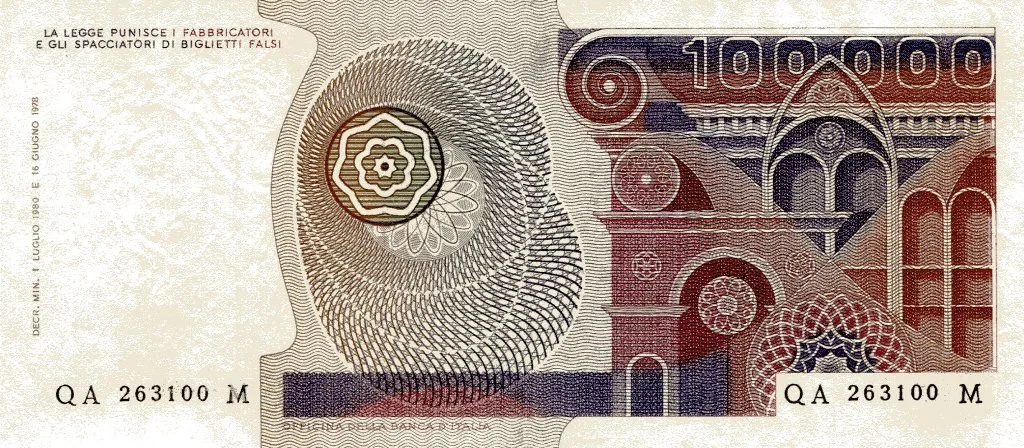 100.000 lire Botticelli 1980