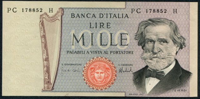 1.000 lire Giuseppe Verdi - Secondo tipo 1975