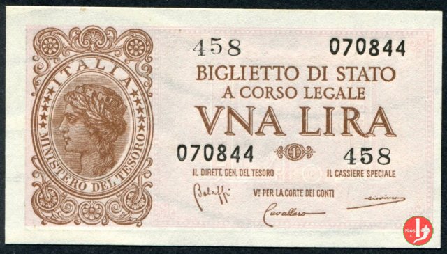 1 Lira "Italia Laureata" 1944