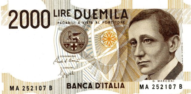 2.000 lire Guglielmo Marconi 1990