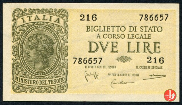 2 Lira "Italia Laureata" 1944