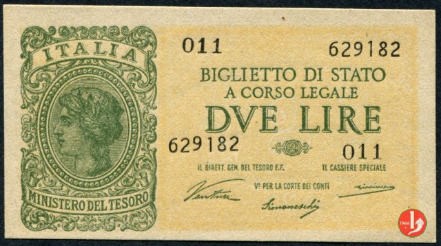 2 Lira "Italia Laureata" 1944