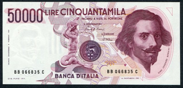 50.000 lire Bernini 1985