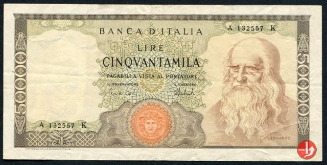 50.000 lire Leonardo da Vinci 1972