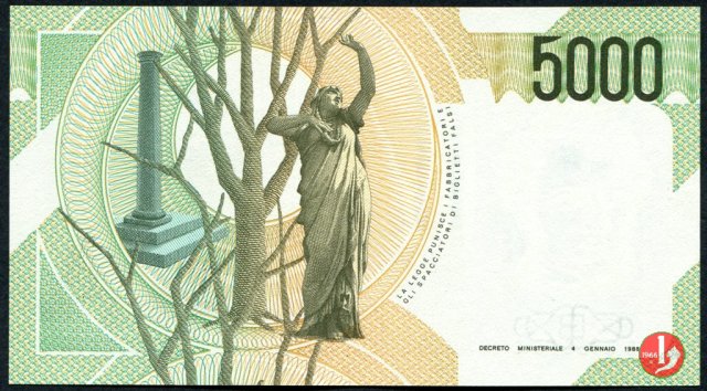 5.000 lire Bellini 1996