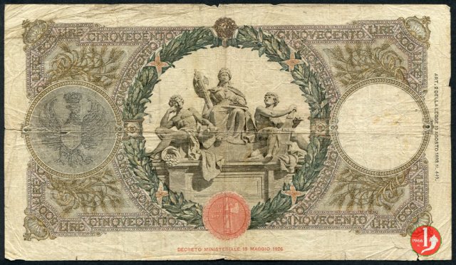 500 Lire Capranesi "Mietitrice" 1927