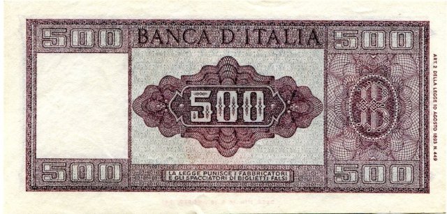 500 lire Italia ornata di spighe 1947