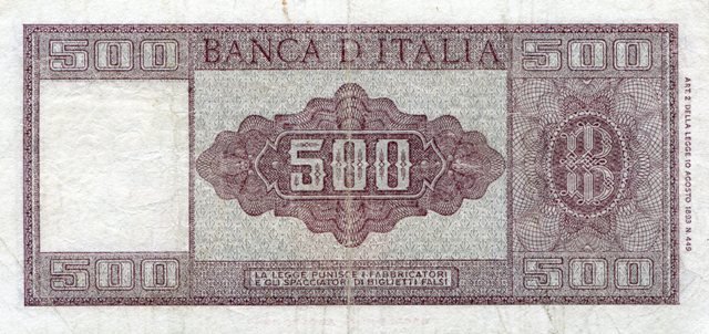 500 lire Italia ornata di spighe 1962