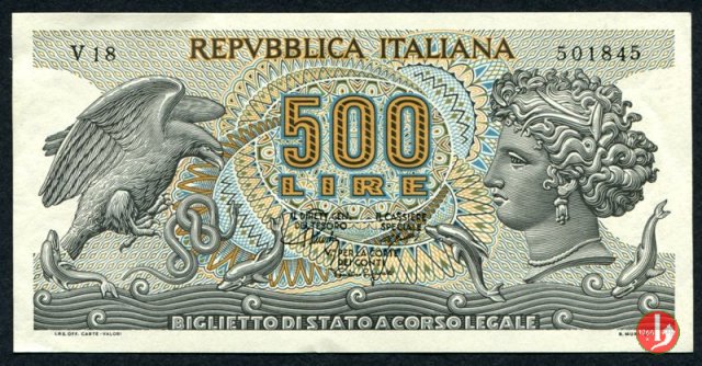 500 lire Testa di Aretusa 1967