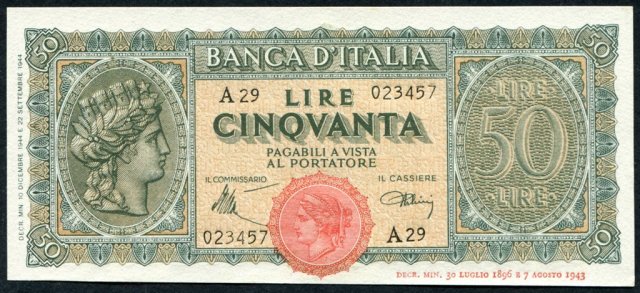 50 Lire Italia Turitta 1944