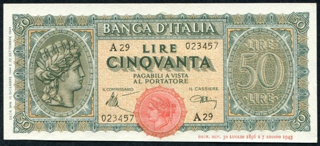 50 Lire Italia Turitta 1944